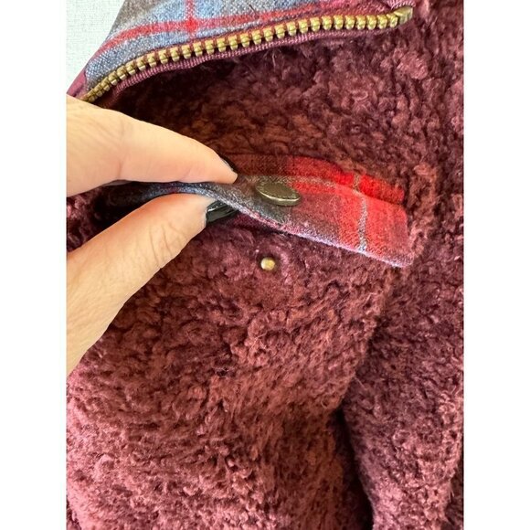 Pendleton Fuzzy Zip Jacket Womens‎ S Dark Red Full Zip Teddy Outerwear Coat - Picture 9 of 15